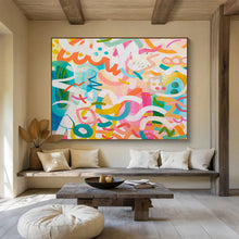 Load image into Gallery viewer, Vibrant Abstract Doodle Painting - Ideal for Trendy Teen Room &amp; Creative Coworking Space DKH027
