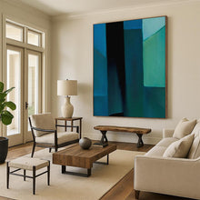 Load image into Gallery viewer, Dark Geometric Abstract Art, Moody Blue Layers for Dramatic Living Room &amp; Edgy Studio LargeART2256
