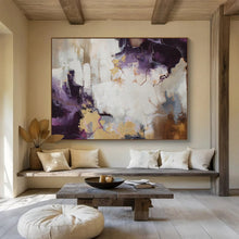 Load image into Gallery viewer, Purple and Gold Abstract Painting for Luxury Bedroom &amp; Elegant Dining Room DKH131
