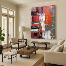 Load image into Gallery viewer, Oversized Bold Red and Gray Abstract Acrylic for Energetic Living Room &amp; Inspiring Home Gym LargeART0313
