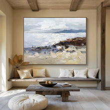Load image into Gallery viewer, Textured Coastal Scene Abstract Painting on Canvas - “Beach Explorers” DKH634
