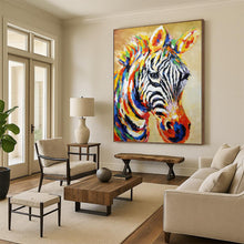 Load image into Gallery viewer, “Colorful Zebra Portrait” - Vibrant Animal Art on Canvas DKH1442
