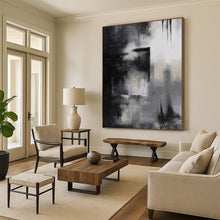 Load image into Gallery viewer, Hand - painted Substantial Black - White Abstract Silhouette Acrylic Art for Modern Studies LargeART0076
