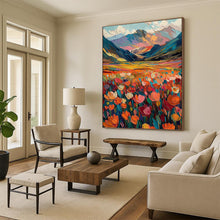 Load image into Gallery viewer, “Colorful Mountain Field with Flowers” - Expressive Landscape Art on Canvas DKH1597
