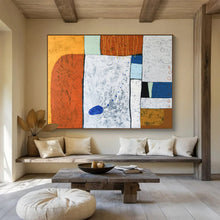 Load image into Gallery viewer, Hand - painted Substantial Textured Geometric Abstract in Warm Colors Acrylic Art for Cozy Family Rooms LargeART1807

