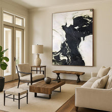 Load image into Gallery viewer, Custom Large Black - White Dynamic Strokes - Ideal for Modern Monochrome Lounge &amp; Edgy Art Gallery LargeART0733
