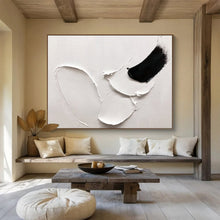 Load image into Gallery viewer, Black - White Abstract “Bold Strokes” Painting on Canvas, Dramatic Modern Art DKH909
