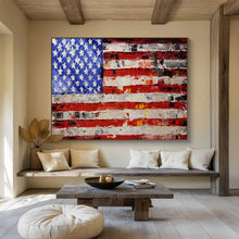 Load image into Gallery viewer, Hand - painted Textured American Flag Acrylic Art for Patriotic Home Decor LargeART1735
