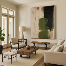 Load image into Gallery viewer, Oversized Green - Black Abstract Lines Art for Modern Studio &amp; Nature - Themed Lounge LargeART0533
