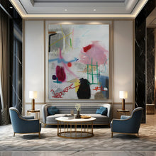 Load image into Gallery viewer, Playful Abstract Doodles Painting - Great for Creative Studio &amp; Bohemian Bedroom LargeART1406
