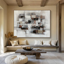 Load image into Gallery viewer, Gray - Brown Abstract Painting On Canvas with Intricate Details DKH354

