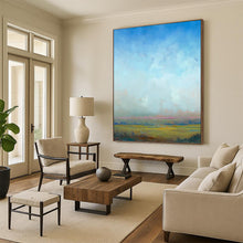 Load image into Gallery viewer, “Hazy Horizon in Soft Blues” Abstract Atmospheric Painting on Canvas, Serene Skyscape Art DKH935
