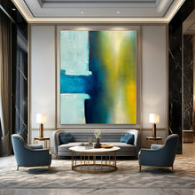 Load image into Gallery viewer, Blue and Green Abstract Fusion Canvas Painting, Ideal for Modern Studio &amp; Calm Waiting Room LargeART1238
