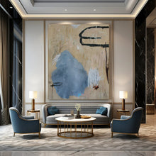 Load image into Gallery viewer, Beige &amp; Blue Abstract Painting, Ideal for Minimalist Living Room &amp; Neutral - Toned Office LargeART1414
