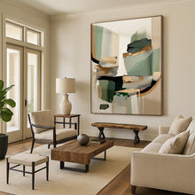 Load image into Gallery viewer, Large - Scale Green and Gold Abstract Collage - Ideal for Luxury Home Office &amp; Art - Deco Living Room LargeART0764
