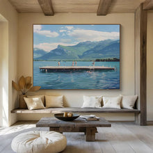 Load image into Gallery viewer, Scenic Lake &amp; Mountain Abstract Painting for Coastal Home &amp; Nature - Lover’s Lounge DKH093
