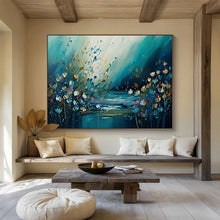 Load image into Gallery viewer, Riverbank Flowers “Dreamy Blooms” Painting on Canvas, Ethereal Floral Art DKH879
