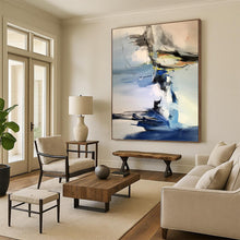 Load image into Gallery viewer, “Blue and Grey Abstract Gestures” - Blue, Grey, White Abstract Art on Canvas DKH1287
