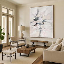 Load image into Gallery viewer, “Soft Textured Abstract in White and Grey” - White, Grey Abstract Art on Canvas DKH1174
