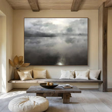 Load image into Gallery viewer, Monochromatic Misty Lake Reflection Abstract acrylic painting DLZ124
