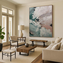 Load image into Gallery viewer, Turquoise and White Abstract Acrylic Art - Ideal for Beach - themed Home Office &amp; Coastal Living Room LargeART0554
