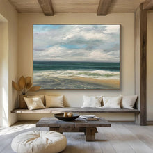 Load image into Gallery viewer, Tranquil Coastal Blues and Whites Abstract acrylic painting DLZ021

