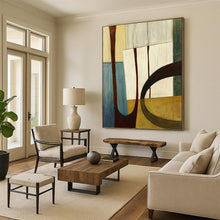 Load image into Gallery viewer, “Geometric Harmony” Abstract Shapes Painting on Canvas, Modern Minimalist Art DKH949
