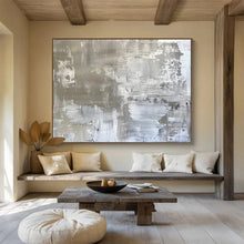 Load image into Gallery viewer, Monochromatic Silver Textured Abstract Abstract acrylic painting DLZ104
