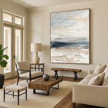 Load image into Gallery viewer, “Soft Horizon” Soft beige, gray, and blue, textured layers. DTP298
