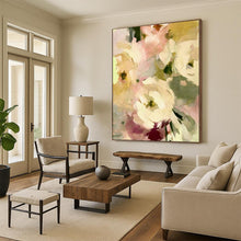 Load image into Gallery viewer, “Sunlit Cream Flower Bouquet” - Peach, Yellow, White Floral Art on Canvas DKH1354
