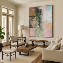 Load image into Gallery viewer, Hand - painted Large - scale Green and Pink Abstract Fusion Acrylic Art for Cozy Living Rooms LargeART0044
