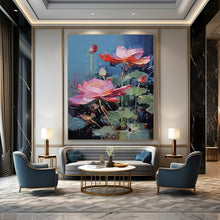 Load image into Gallery viewer, Pink Lotus Floral Abstract Painting, Suited for Zen - Inspired Bedroom &amp; Spa Retreat LargeART1436
