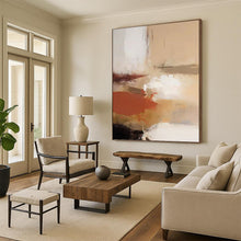Load image into Gallery viewer, “Neutral Abstract Flow” - Beige, Brown, White, Red Abstract Art on Canvas DKH1245
