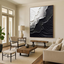Load image into Gallery viewer, “Black &amp; White Textured Layers” - Minimalist Impasto Art on Canvas DKH1475
