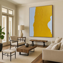 Load image into Gallery viewer, “Yellow Rhythm” – Bold yellow shape with textured brushstrokes against light gray DTP351

