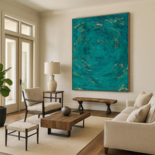 Load image into Gallery viewer, Teal - Gold Circular Patterns Art for Coastal Spa &amp; Boho - Chic Living Room LargeART0902
