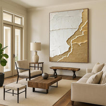 Load image into Gallery viewer, “White - Gold Textured Abstraction” Abstract Painting on Canvas, Luxe Wall Decor DKH986
