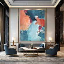 Load image into Gallery viewer, Large - Format Hand - painted Coral &amp; Teal Abstract Acrylic Art for Bohemian - Style Dining Rooms LargeART0180
