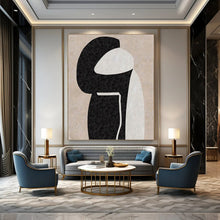 Load image into Gallery viewer, Black &amp; White Abstract Figure Abstract Canvas Painting, Ideal for Minimalist Bedroom &amp; Modern Gallery LargeART1134

