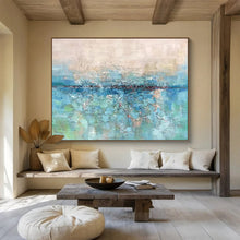 Load image into Gallery viewer, Blue - Green Abstract Painting On Canvas with Textured Layers DKH355
