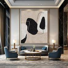 Load image into Gallery viewer, Minimalist Black - White Shapes Abstract Canvas Painting, Ideal for Modern Gallery &amp; Sleek Home Office LargeART1152

