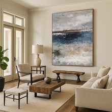 Load image into Gallery viewer, Oversized Gray - Blue Seaside Abstract Art for Beach House &amp; Nautical Café LargeART0471
