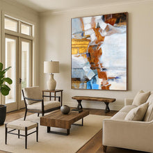 Load image into Gallery viewer, “Geometric Fusion in Warm Tones” Abstract Cubist - Style Painting on Canvas, Modern Artistic Decor DKH937
