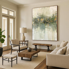 Load image into Gallery viewer, Oversized Green - Gold Abstract Reflection Acrylic Art for Garden Room &amp; Wellness Spa LargeART0423
