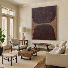 Load image into Gallery viewer, “Dual Dark Textured Shapes” - Brown Abstract Art on Canvas DKH1169
