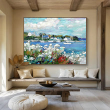 Load image into Gallery viewer, Colorful Coastal Village Abstract Painting On Canvas DKH450
