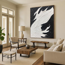 Load image into Gallery viewer, “Swirling Black &amp; White Impasto” – Thick black and white impasto, circular motion DTP398
