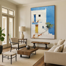 Load image into Gallery viewer, Mediterranean - Style Abstract Building Painting, Suited for Beach House Living Room &amp; Travel - Inspired Café LargeART1837
