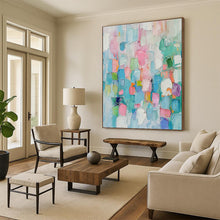 Load image into Gallery viewer, “Pastel Patchwork of Colors” Abstract Painting on Canvas, Whimsical Home Accent DKH997
