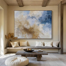 Load image into Gallery viewer, Blue and Beige Abstract Painting for Minimalist Bedroom &amp; Calm Office DKH136
